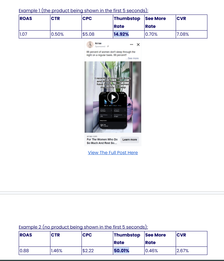 Performance read and metrics snapshot